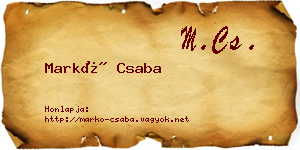 Markó Csaba névjegykártya